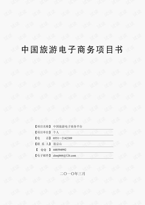 中國(guó)旅游電子商務(wù)項(xiàng)目計(jì)劃書(shū)